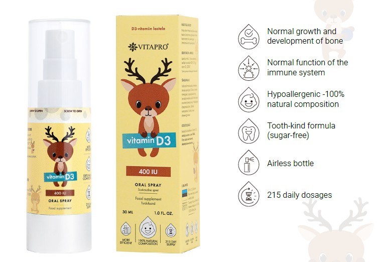 Vitamin D3 for Children 400 IU  Oral Spray oral spray product pack